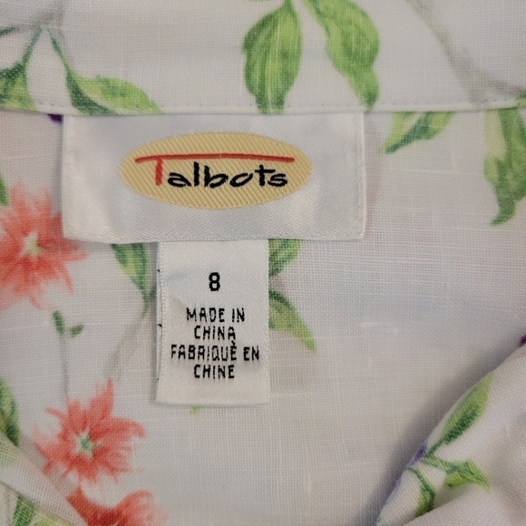 Talbots Linen Floral Long-Sleeve Shirt - Picture 6 of 8